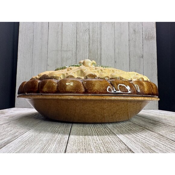 Vtg Cherry Pie Keeper Plate Server Dish Ceramic Lid Farmhouse Kitchen Decor 11" - Picture 4 of 12